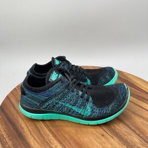 Nike Free 4.0 Flyknit Shoes Womens Size 9 Black Green Running Comfort Walking